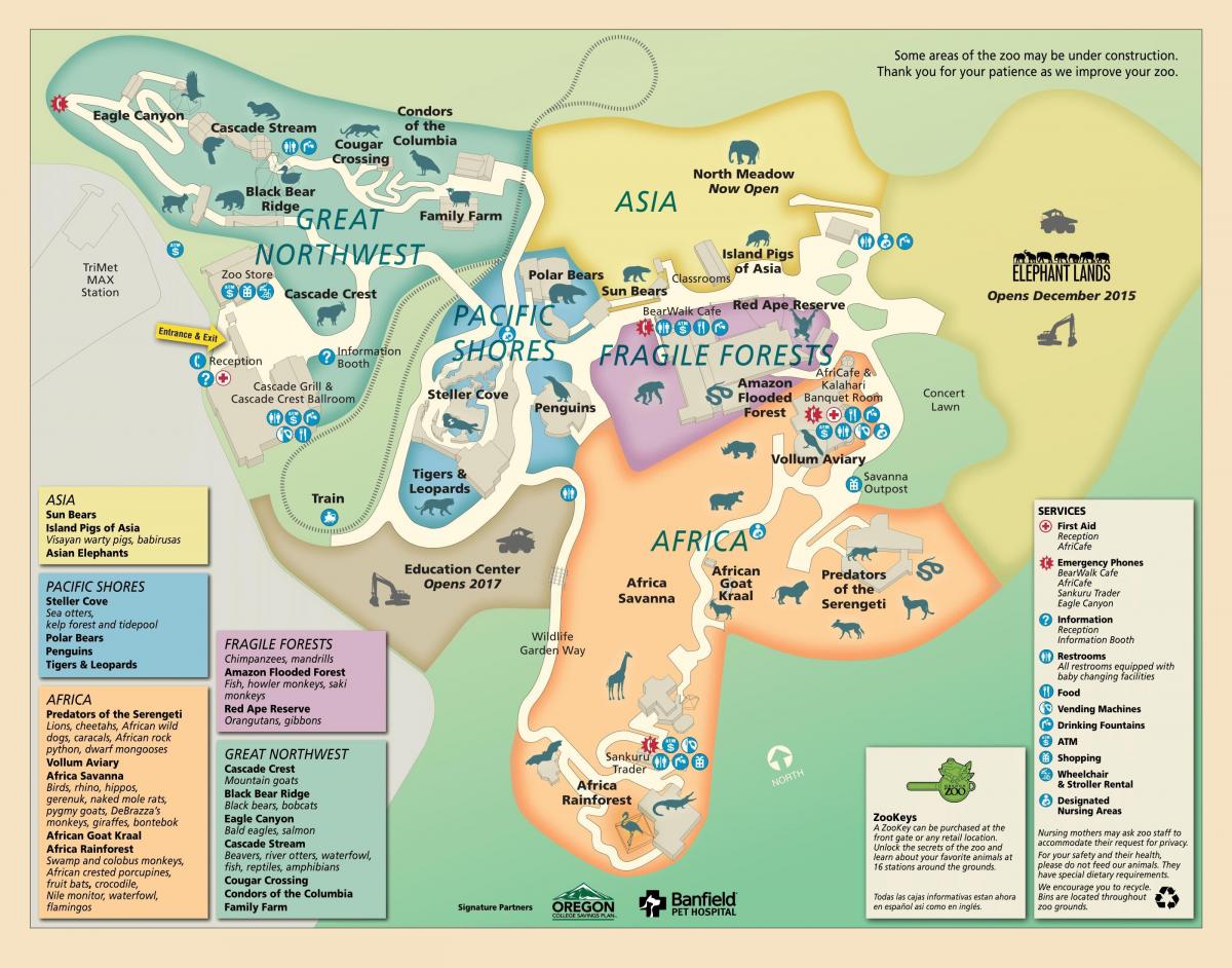 карта на зоологическата градина в Орегон