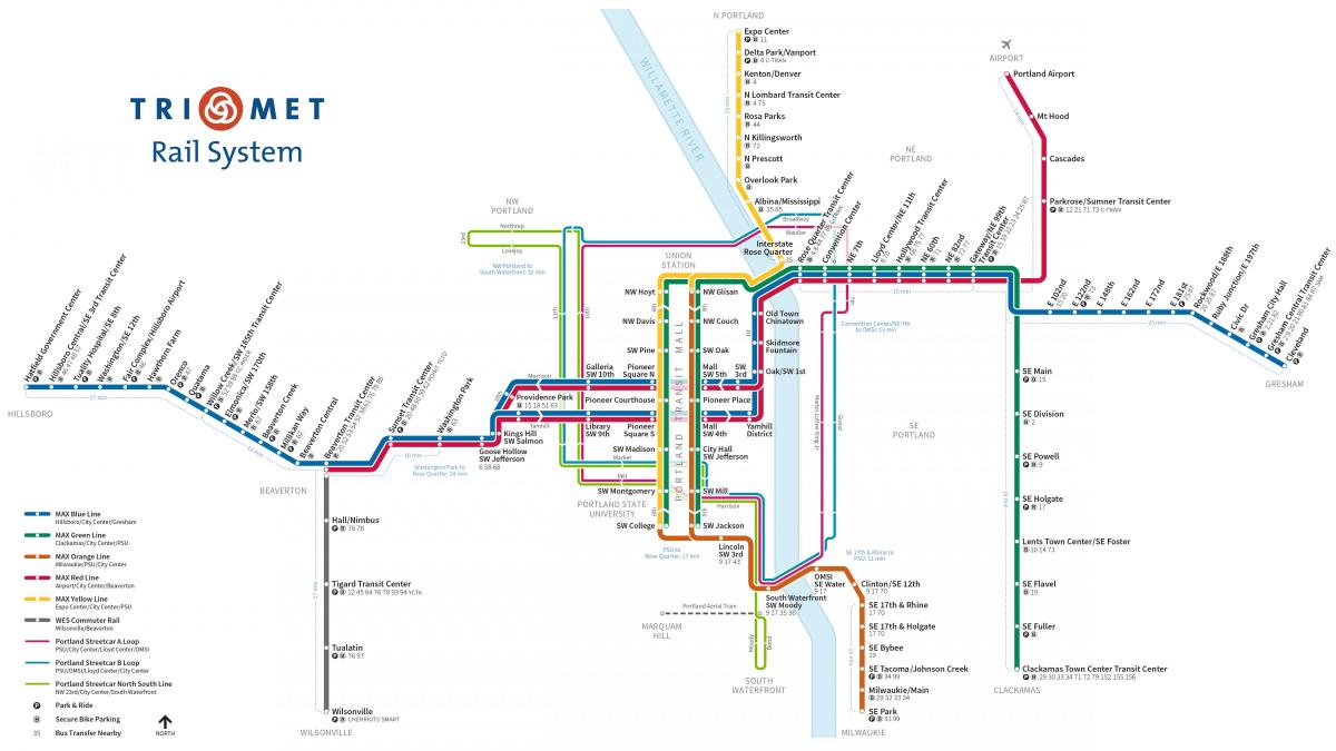 Портланд картата на метрото