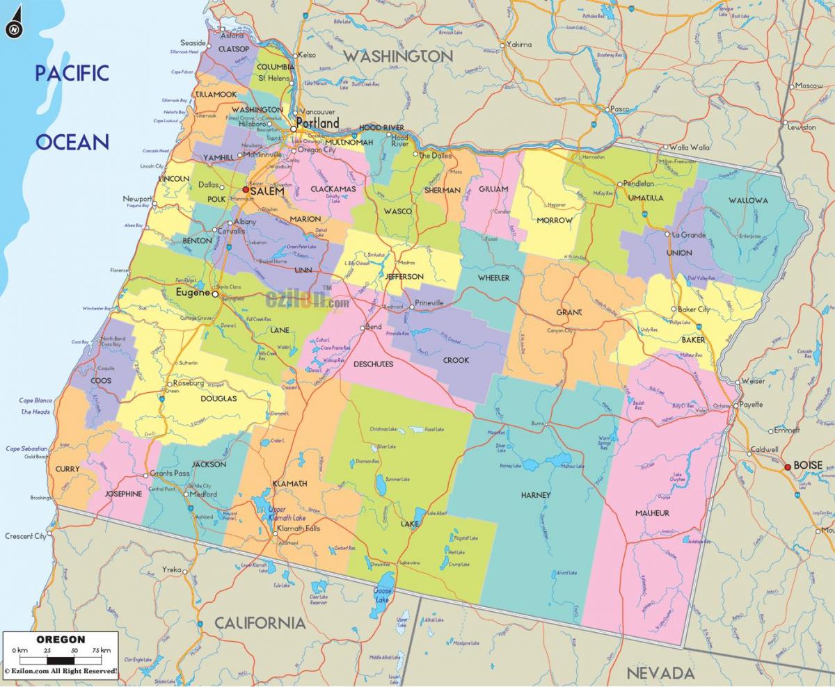 Портланд име Орегон картата