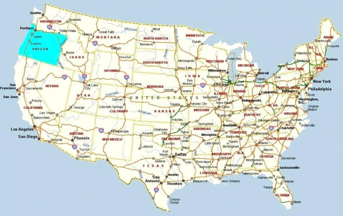 Портланд Орегон в САЩ картата