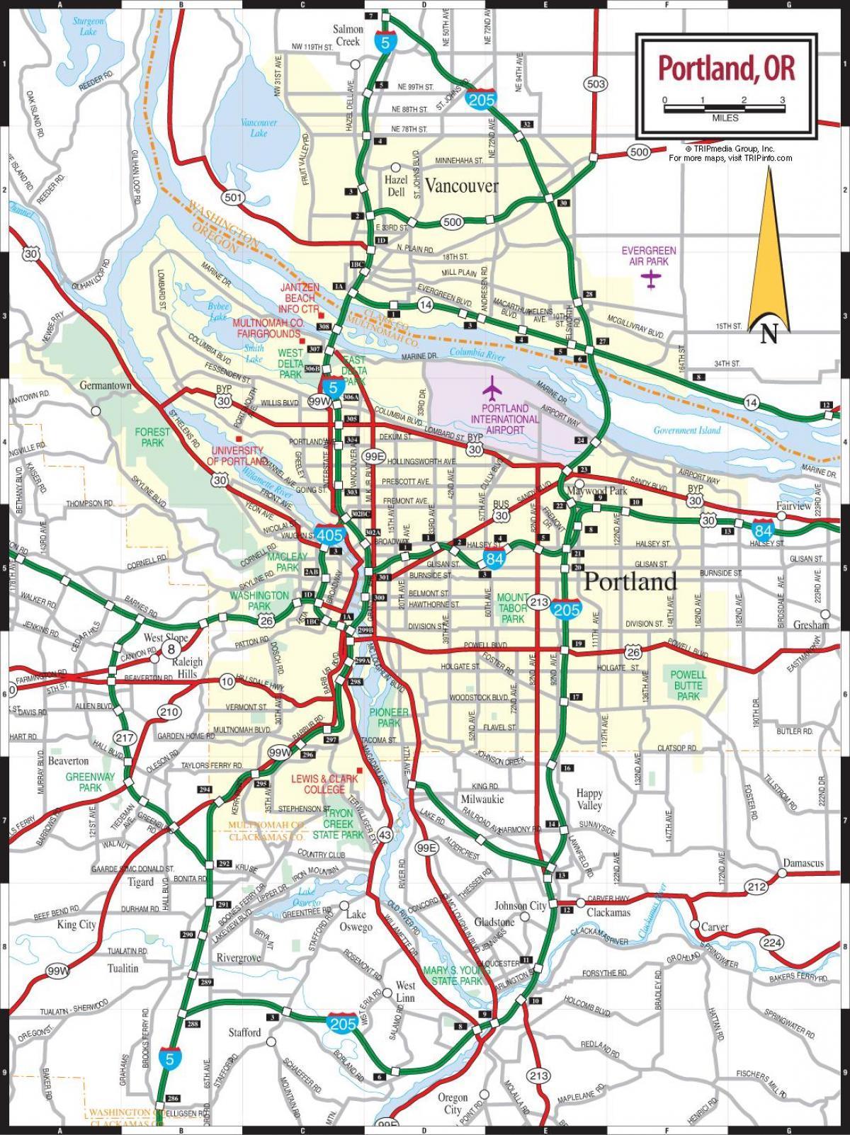 карта на Портланд района на метро