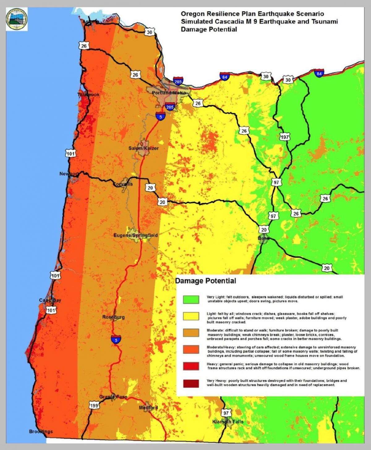 земетресението карта Портланд Орегон