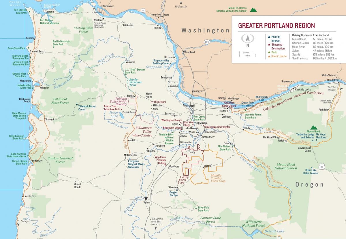 карта на Портланд Орегон