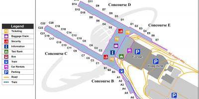 Карта на Международното летище на Портланд