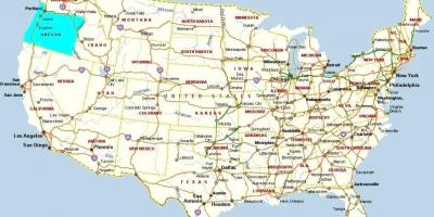 Портланд Орегон в САЩ картата
